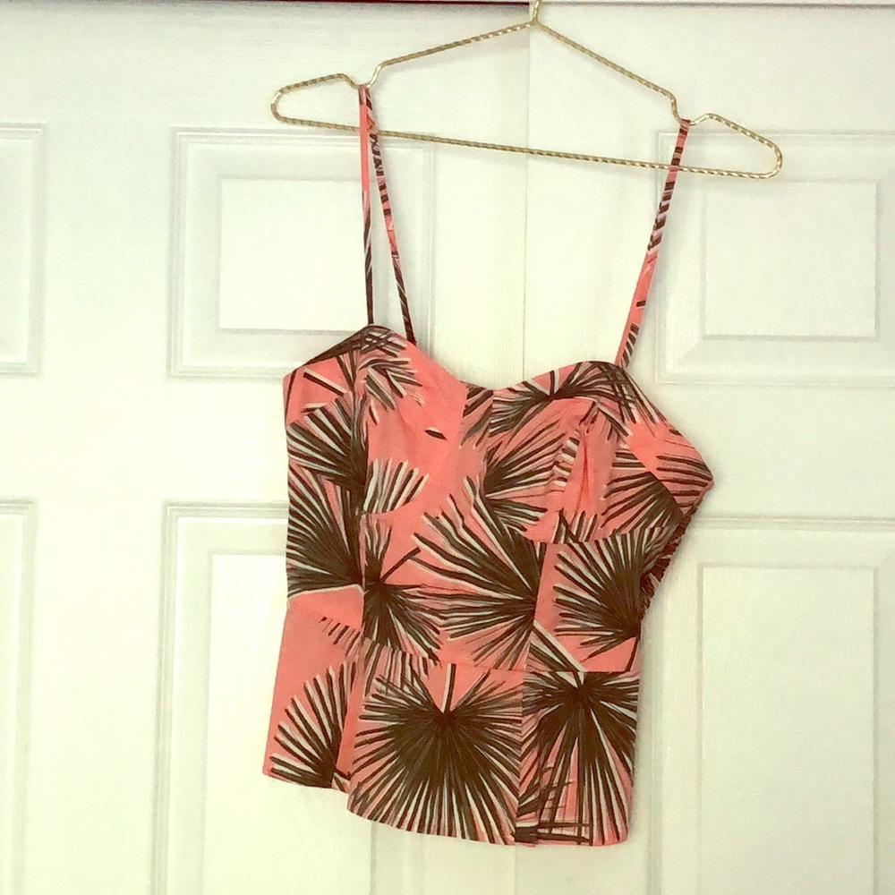 Peplum palm print corset cami